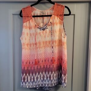 Como Vintage Sleeveless Ombre Lace Blouse
